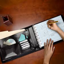 MSP Vegan Leather 7 Ring Business Check Binder Portfolio Briefcase -Professional PU Leather Binder with Retractable Handles, Zippered Closure -500 Check Capacity -9x13 Inch Sheets -Document & Card Organizer - Large Tablet Pocket - Black (050)