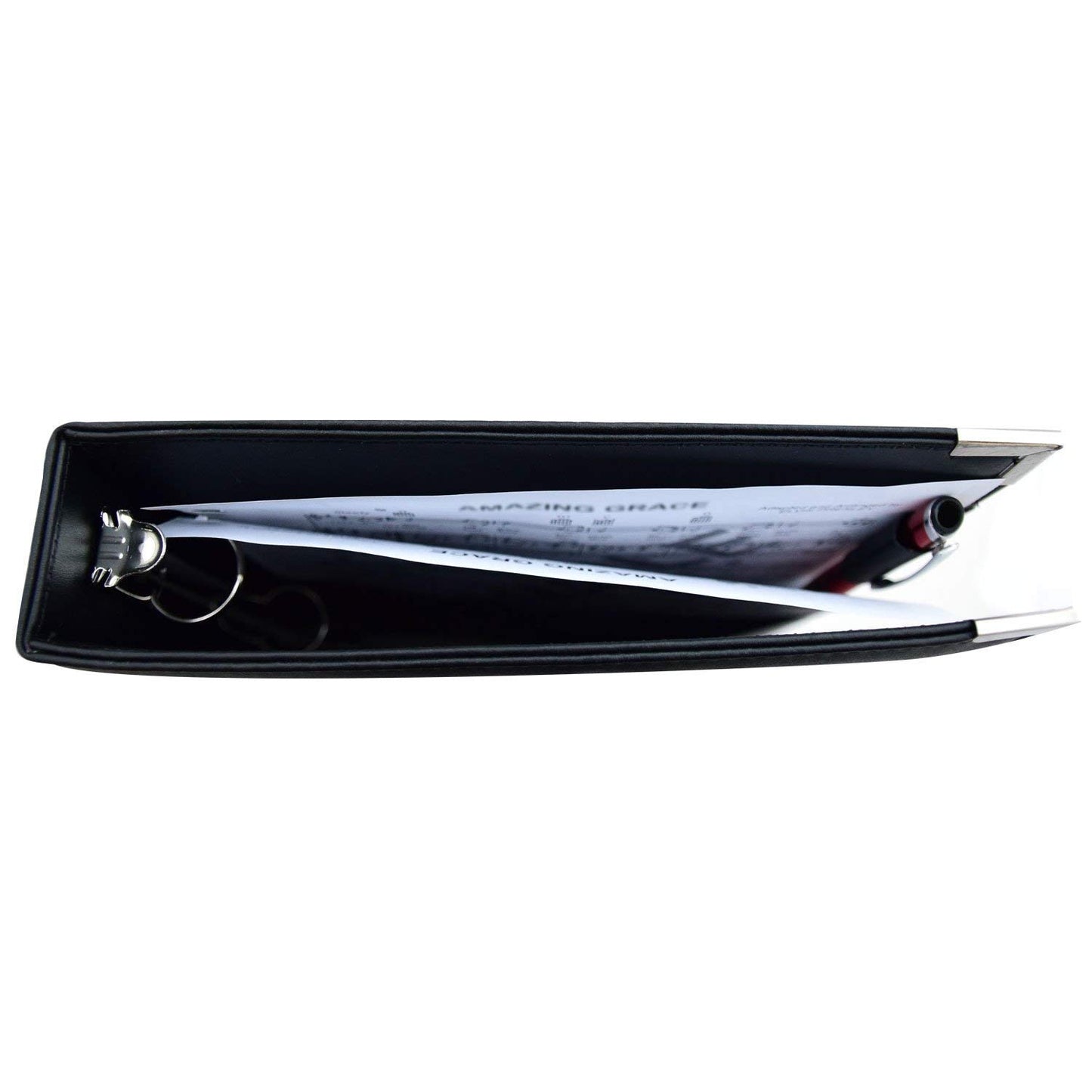 MSP-220- 10" x 13.5" Large Music Choir Folder with Detachable Strap, 3 Ring Binders (Black)