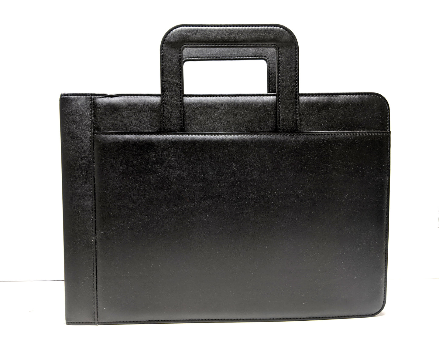 MSP Vegan Leather 7 Ring Business Check Binder Portfolio Briefcase -Professional PU Leather Binder with Retractable Handles, Zippered Closure -500 Check Capacity -9x13 Inch Sheets -Document & Card Organizer - Large Tablet Pocket - Black (050)