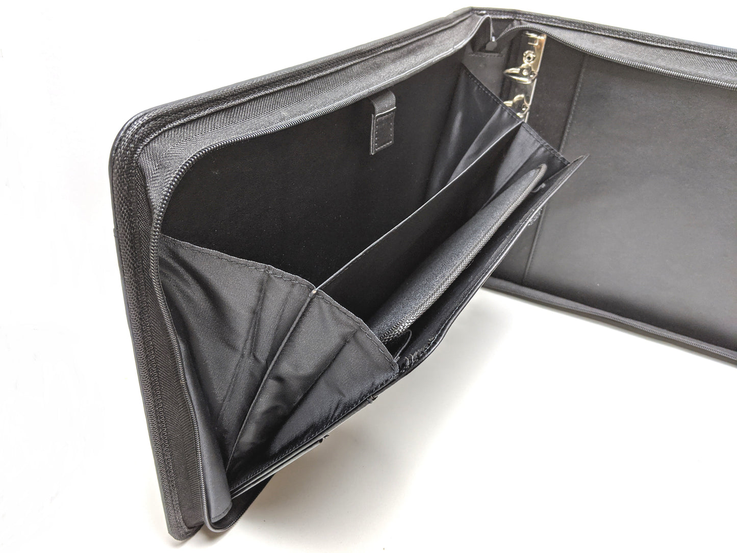 MSP Vegan Leather 7 Ring Business Check Binder Portfolio Briefcase -Professional PU Leather Binder with Retractable Handles, Zippered Closure -500 Check Capacity -9x13 Inch Sheets -Document & Card Organizer - Large Tablet Pocket - Black (050)