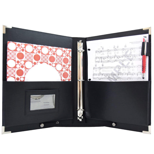 MSP-210 PU Leather Sheet Music Holder | 9.5 x 12" - 3 Rings Choir Folder with Hand Strap for Musician -Available Now!)