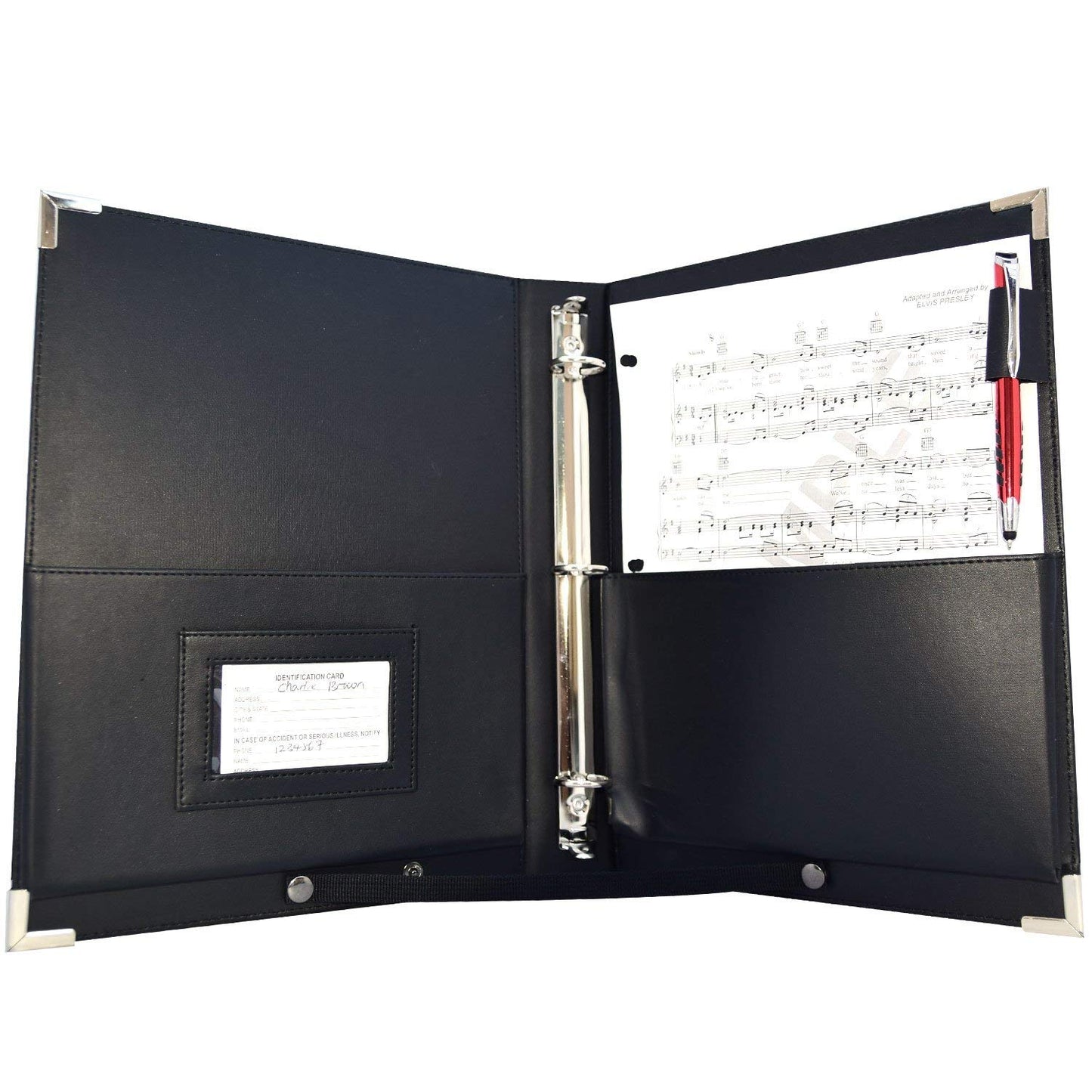 MSP-210 PU Leather Sheet Music Holder | 9.5 x 12" - 3 Rings Choir Folder with Hand Strap for Musician -Available Now!)