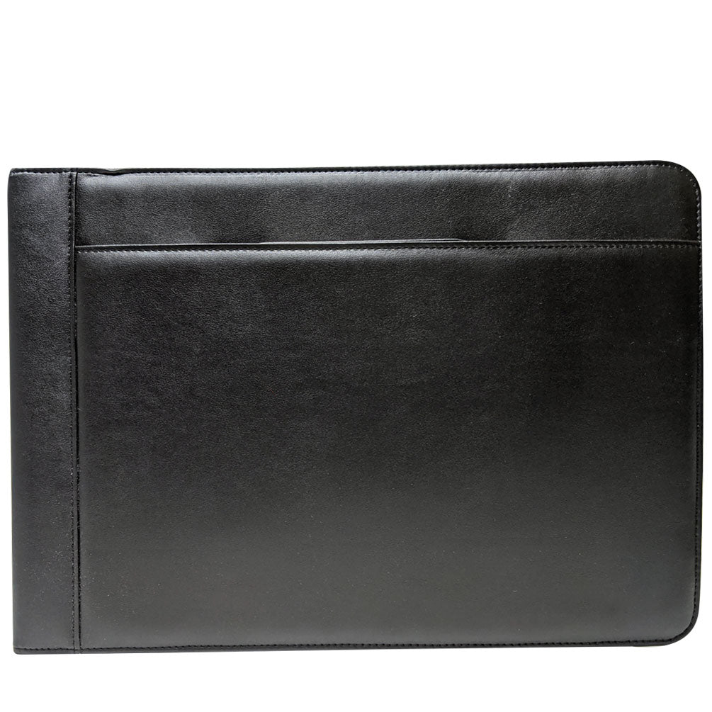 MSP Vegan Leather 7 Ring Business Check Binder Portfolio Briefcase -Professional PU Leather Binder with Retractable Handles, Zippered Closure -500 Check Capacity -9x13 Inch Sheets -Document & Card Organizer - Large Tablet Pocket - Black (050)